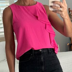 Aqua Brand Pink Ruffle Sleeveless Top
